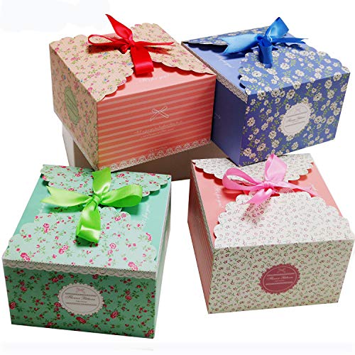 Chilly Gift Boxes Set of 12 Decorative Treats Boxes Cake Cookies Goodies Candy and Handmade Bath Bombs Shower Soaps Gift Boxes for Christmas Birthdays Holidays Weddings Flower Patterned - Image 1