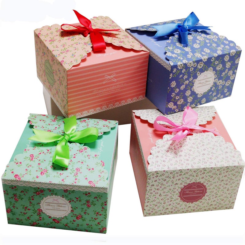 Chilly Gift Boxes Set of 12 Decorative Treats Boxes Cake Cookies Goodies Candy and Handmade Bath Bombs Shower Soaps Gift Boxes for Christmas Birthdays Holidays Weddings Flower Patterned - Image 4