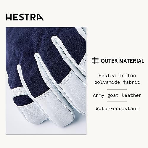 Hestra Army Leather Heli Ski Glove, 5-Finger Snow Glove for Skiing & Snowboarding for Men & Women - Navy - 10 - Image 3