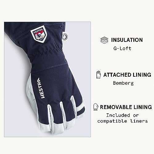 Hestra Army Leather Heli Ski Glove, 5-Finger Snow Glove for Skiing & Snowboarding for Men & Women - Navy - 10 - Image 5