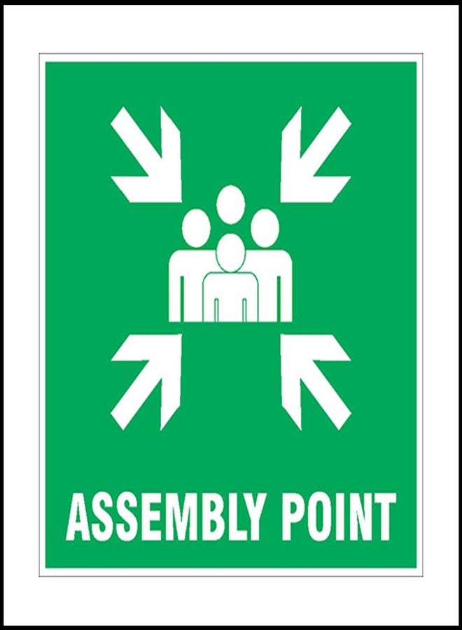 NS INVENTIVENESS - Assembly Point Safety Sign Board PVC Sticker - (Square, 8 inch X 8 inch) - Image 1