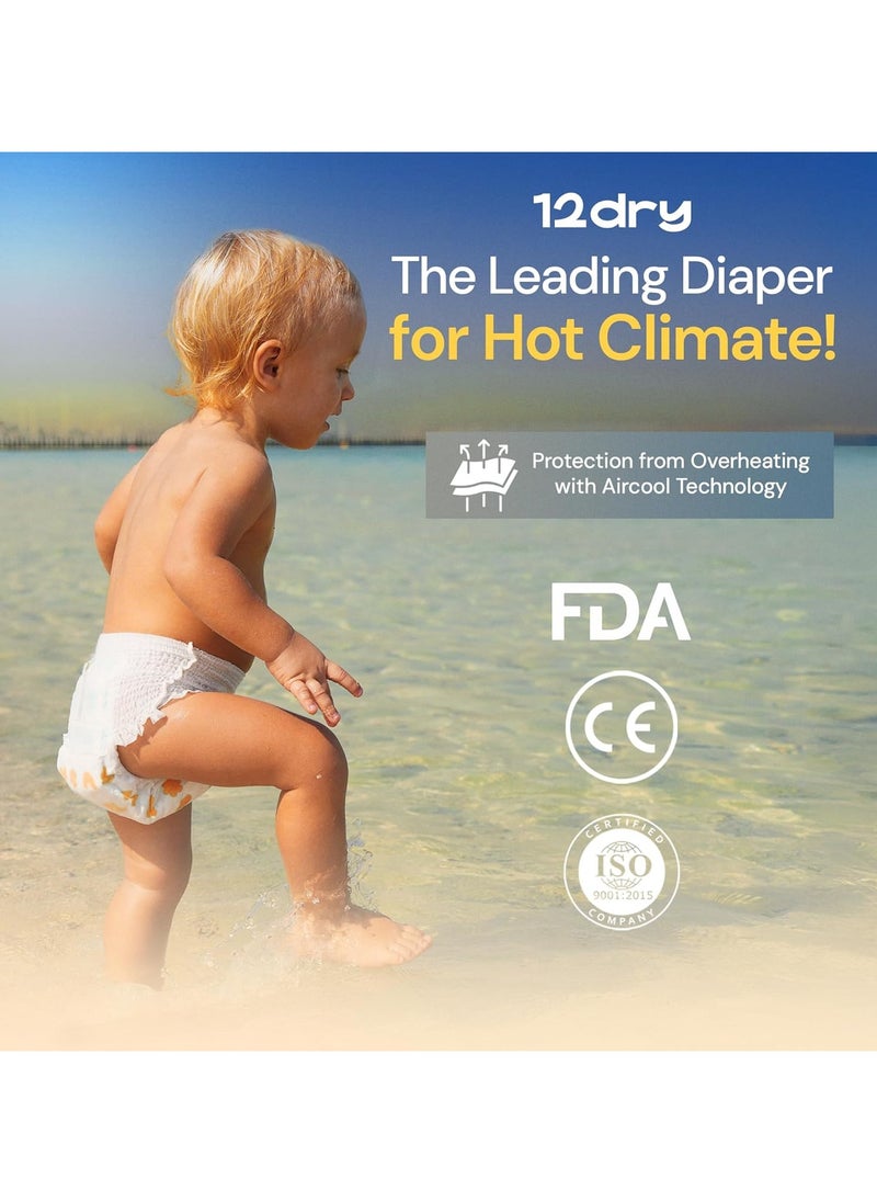 12dry Diaper (Size 3, 62, count) – Premium Baby Care, 100% Ultra-Absorbent Japanese Tech, Dual-Layer, Thin & Breathable, Eco-Friendly, Hypoallergenic, Soft Elastic Waistband for Active Babies  - Image 2
