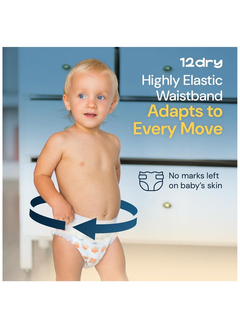 12dry Diaper (Size 3, 62, count) – Premium Baby Care, 100% Ultra-Absorbent Japanese Tech, Dual-Layer, Thin & Breathable, Eco-Friendly, Hypoallergenic, Soft Elastic Waistband for Active Babies  - Image 5