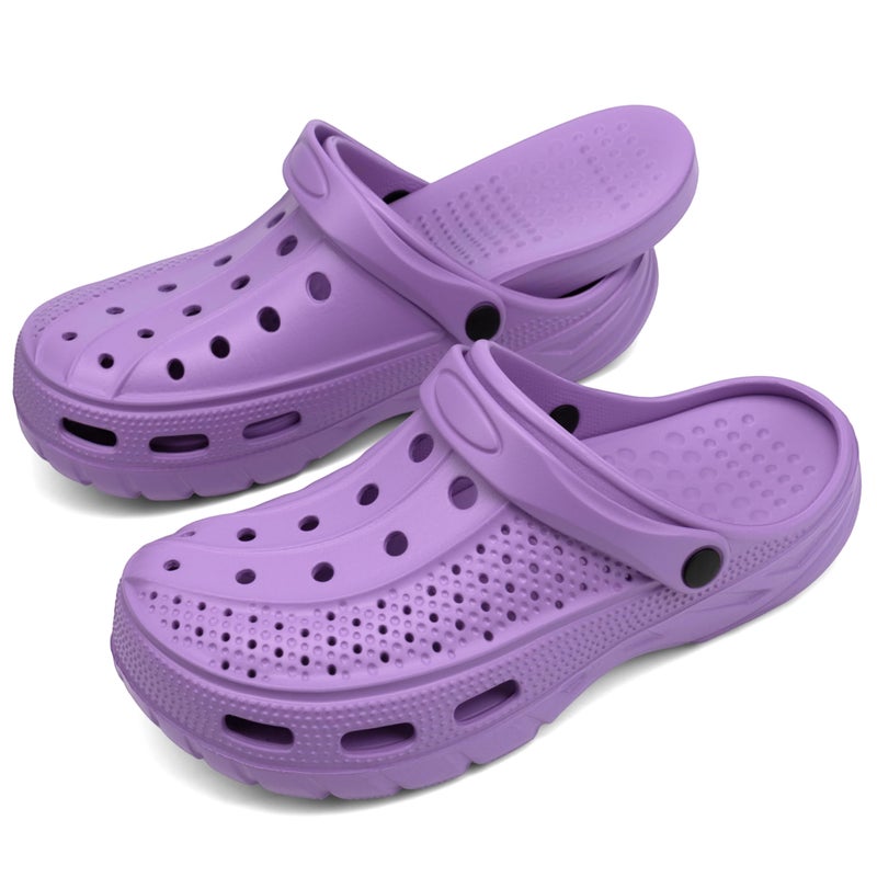 INMINPIN Women and Men Orthopedic Clogs Arch Support Garden Shoes Sandals Slippers with Plantar Fasciitis Feet Insoles,Purple,8-9 Women/6-7 Men - Image 4