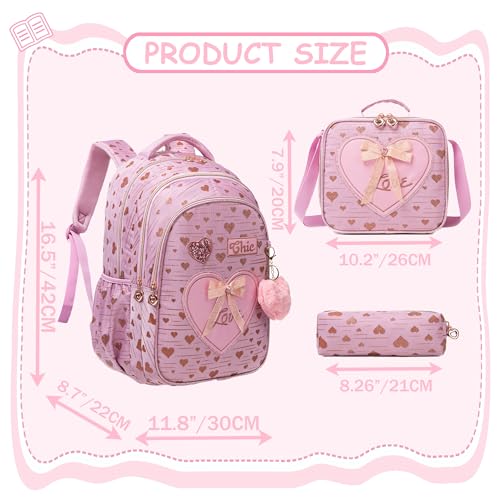 Meetbelify Kids Backpacks for Girls Backpacks for School Kids Canvas Travel Laptop Backpack with Lunch Box for Elementary Students Girls Back to School Bookbag Ages 8-10 - Image 2