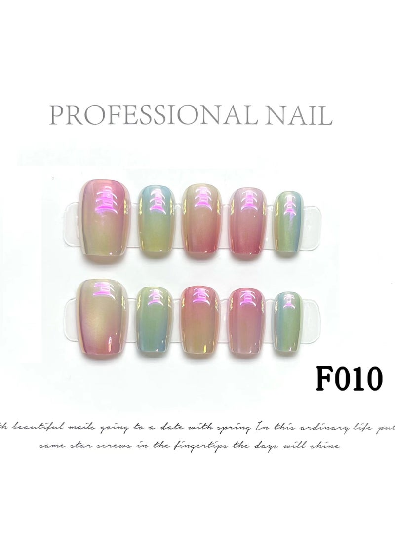 Binzo Beauty Handmade Electroplate Press On Nails, 10pcs,Nails Art , Acrylic Nails, False Nails - Image 1