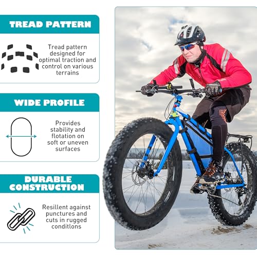 BALINGE 1 Pack Fat Tire for Ebike Mountain Bike Heavy Duty High-Performance Wear-Resistant E-Bike Mountain Snow Bike Tire 20" x 4"，Black，1 Tire 2 levers - Image 4