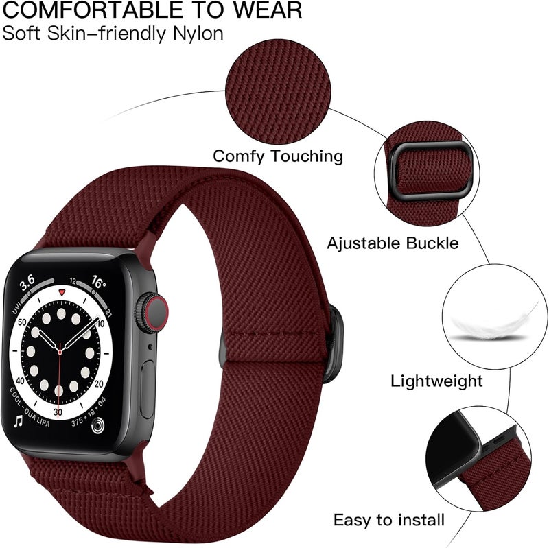 Lerobo Braided Band Compatible with Apple Watch Series 11 10 9 8 7 46mm 45mm 41mm Ultra SE 3 2 1 49mm Series 6 5 4 3 44mm 40mm 38mm 42mm Men iWatch Bands Women Stretchy Nylon Solo Loop Sport Strap - Image 2