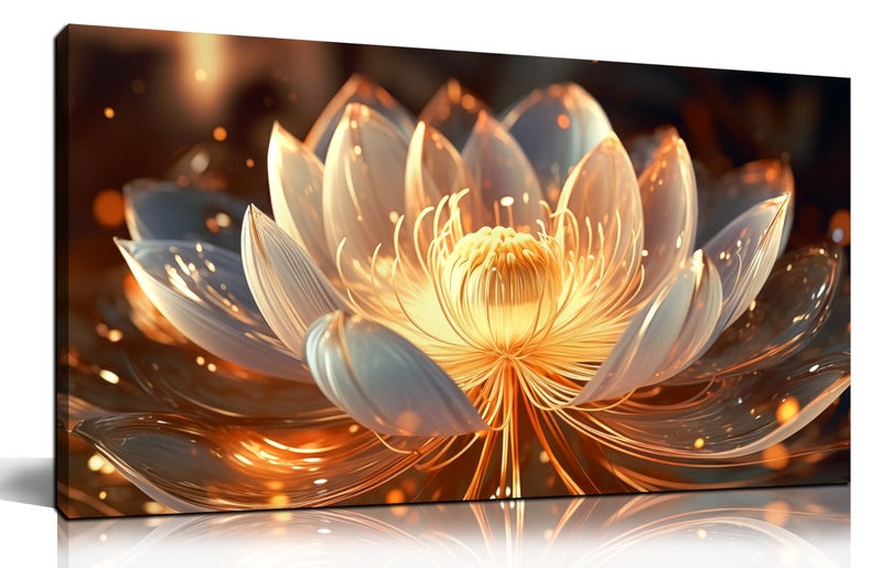 SIXTTART Lotus Flower Wall Art Bedroom Decor  Floral Pictures for Living Room Wall Decoration  Home Office Decor for Women Size 20 x 40
