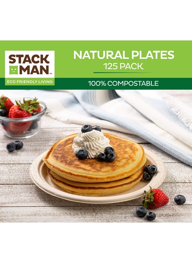 Stack Man - Paper Bowls 100% Compostable Disposable Soup Bowl [125Pack] (Pfasfree) (Bpi Certified) [12 Oz] Heavy Duty Ecofriendly Biodegradable Bagasse Hot Food Plates And Bowls Natural Brown - Image 1