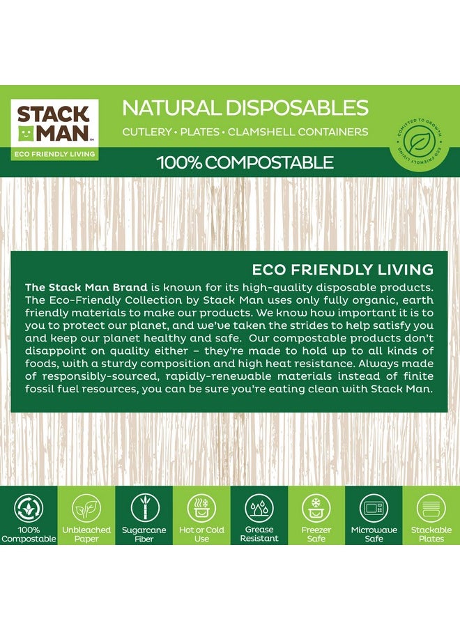 Stack Man - Paper Bowls 100% Compostable Disposable Soup Bowl [125Pack] (Pfasfree) (Bpi Certified) [12 Oz] Heavy Duty Ecofriendly Biodegradable Bagasse Hot Food Plates And Bowls Natural Brown - Image 1