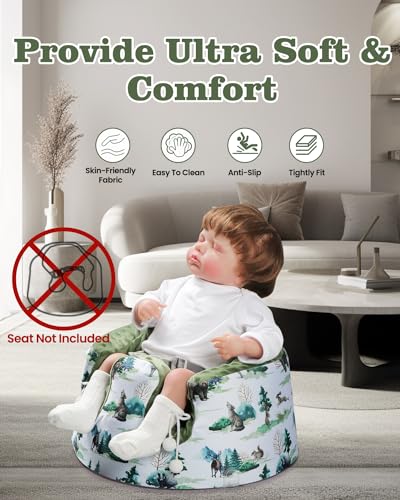 BOMOLOUR Seat Cover Compatible with Bumbo Seat and Nuby Seat Floor Seat Cover for Boys and Girls Removable Breathable Baby Seat Cover New Designed AntiSlip Seat Not Included Green Forest - Image 3