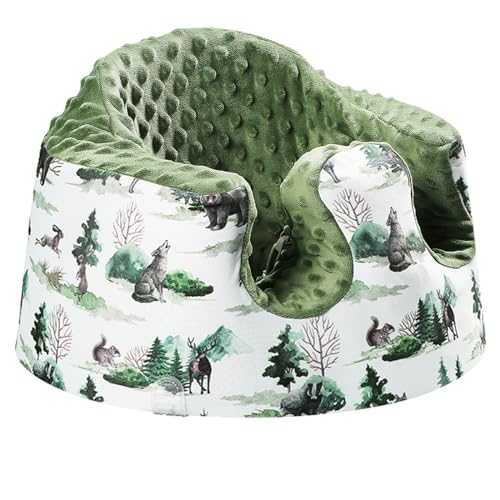 BOMOLOUR Seat Cover Compatible with Bumbo Seat and Nuby Seat Floor Seat Cover for Boys and Girls Removable Breathable Baby Seat Cover New Designed AntiSlip Seat Not Included Green Forest - Image 1