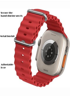 Generic Ultra Strap Compatible with Apple Watch Strap 49mm 45mm 44mm 42mm, Soft Loop Silicone Straps with Buckle Designed for Apple Watch Ultra Series 8 7 SE 6 5 4 3 2 1 - Red  - Image 2