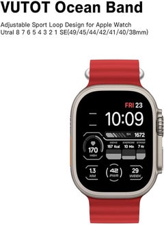 Generic Ultra Strap Compatible with Apple Watch Strap 49mm 45mm 44mm 42mm, Soft Loop Silicone Straps with Buckle Designed for Apple Watch Ultra Series 8 7 SE 6 5 4 3 2 1 - Red  - Image 4