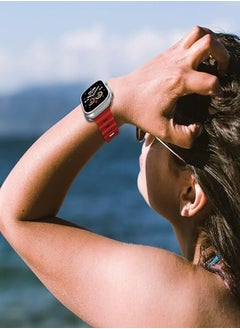 Generic Ultra Strap Compatible with Apple Watch Strap 49mm 45mm 44mm 42mm, Soft Loop Silicone Straps with Buckle Designed for Apple Watch Ultra Series 8 7 SE 6 5 4 3 2 1 - Red  - Image 5