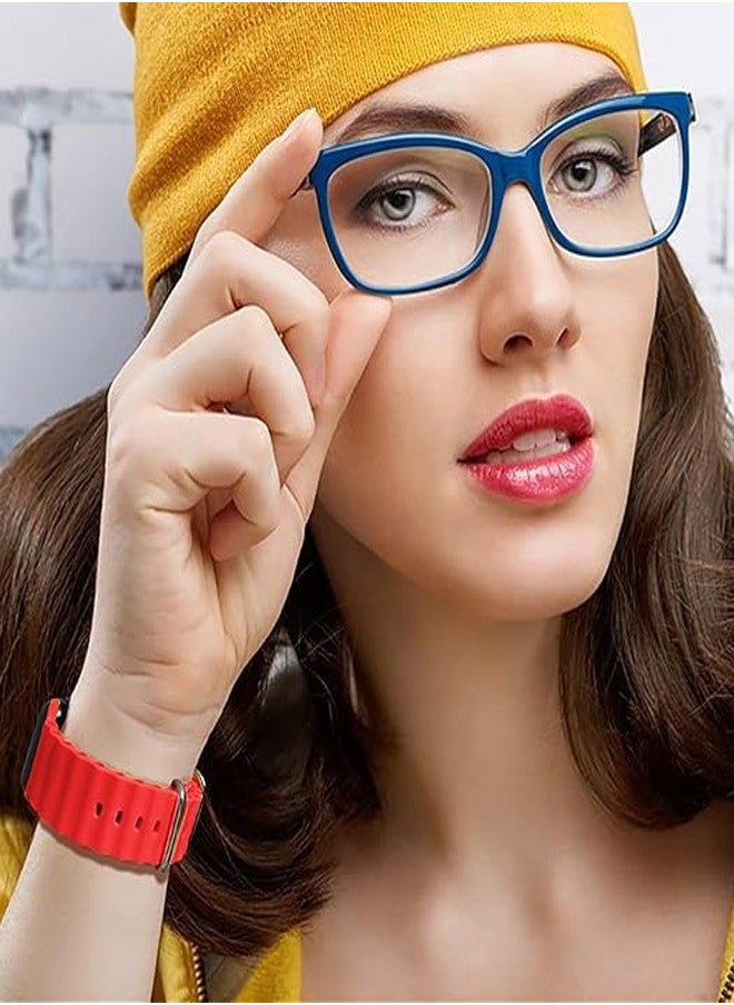 Generic - Ultra Strap Compatible with Apple Watch Strap 49mm 45mm 44mm 42mm, Soft Loop Silicone Straps with Buckle Designed for Apple Watch Ultra Series 8 7 SE 6 5 4 3 2 1 - Red - Image 1