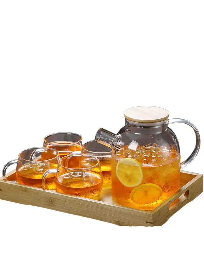 Bluejw 6-Piece Heat Resistant Glass Teapot Set Stovetop And Microwave Safe Heat Resistant Glass Borosilicate Teapot Glass Kettle With Removable Filter Spout For Loose Leaf Tea And Blooming Tea - Image 1