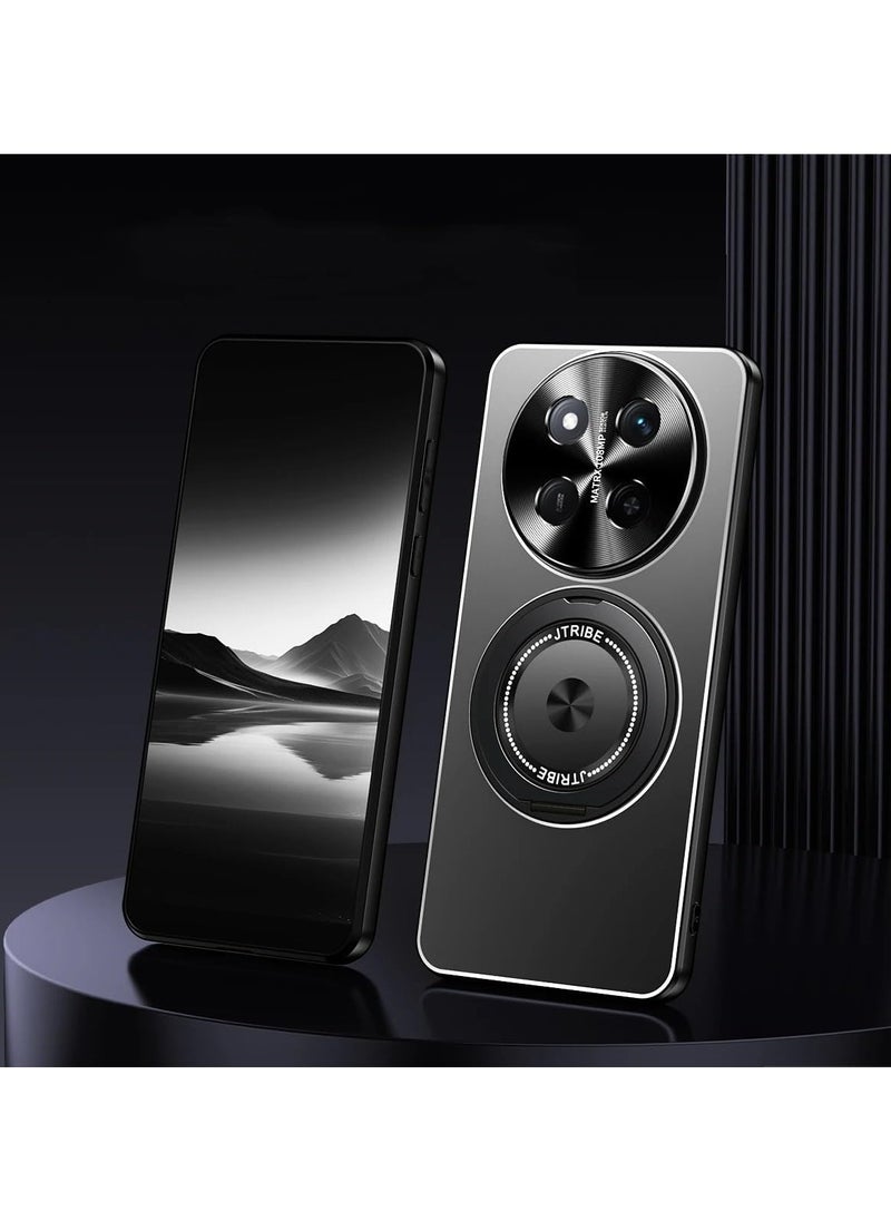 VKL - Case Compatible with Honor X9c 5G/X60 Pro, Metal Matte Case [Compatible with Mag-Safe], Camera Lens Protection Shockproof Slim Phone Case Cover with 360 Rotatable Ring Stand (Black) - Image 1