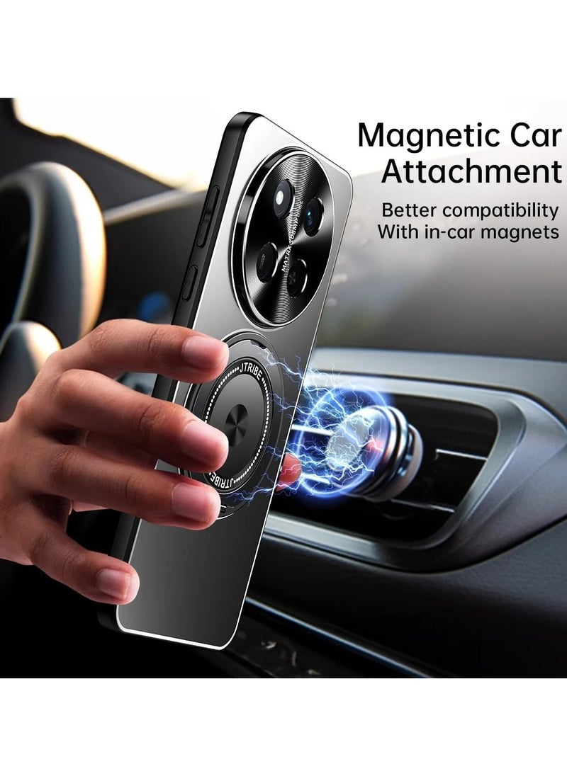 VKL - Case Compatible with Honor X9c 5G/X60 Pro, Metal Matte Case [Compatible with Mag-Safe], Camera Lens Protection Shockproof Slim Phone Case Cover with 360 Rotatable Ring Stand (Black) - Image 1
