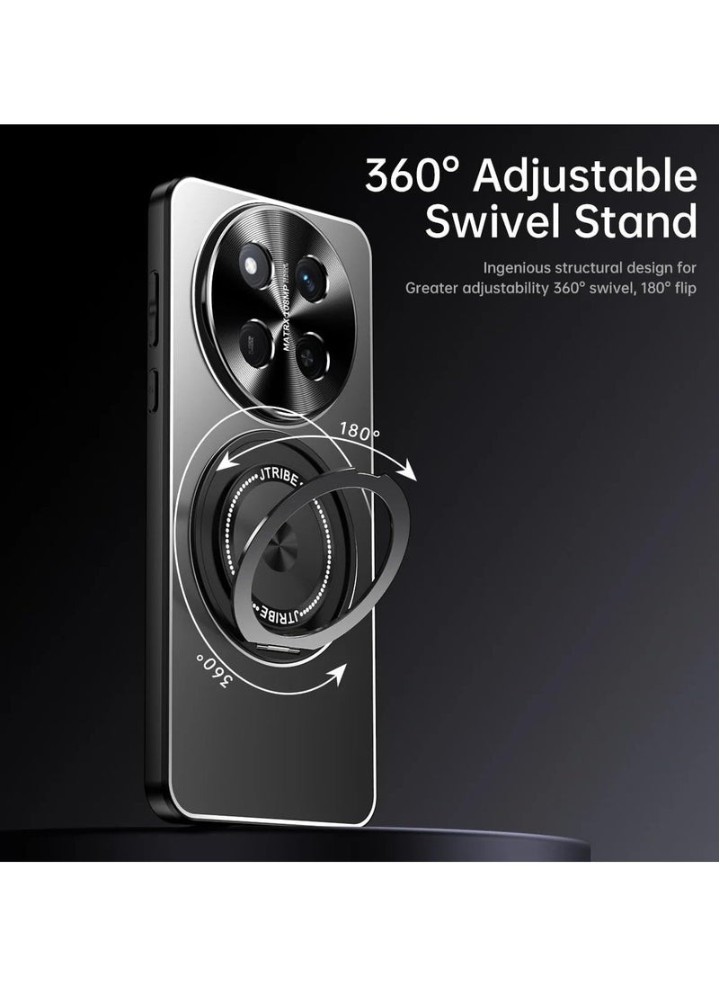 VKL - Case Compatible with Honor X9c 5G/X60 Pro, Metal Matte Case [Compatible with Mag-Safe], Camera Lens Protection Shockproof Slim Phone Case Cover with 360 Rotatable Ring Stand (Black) - Image 1