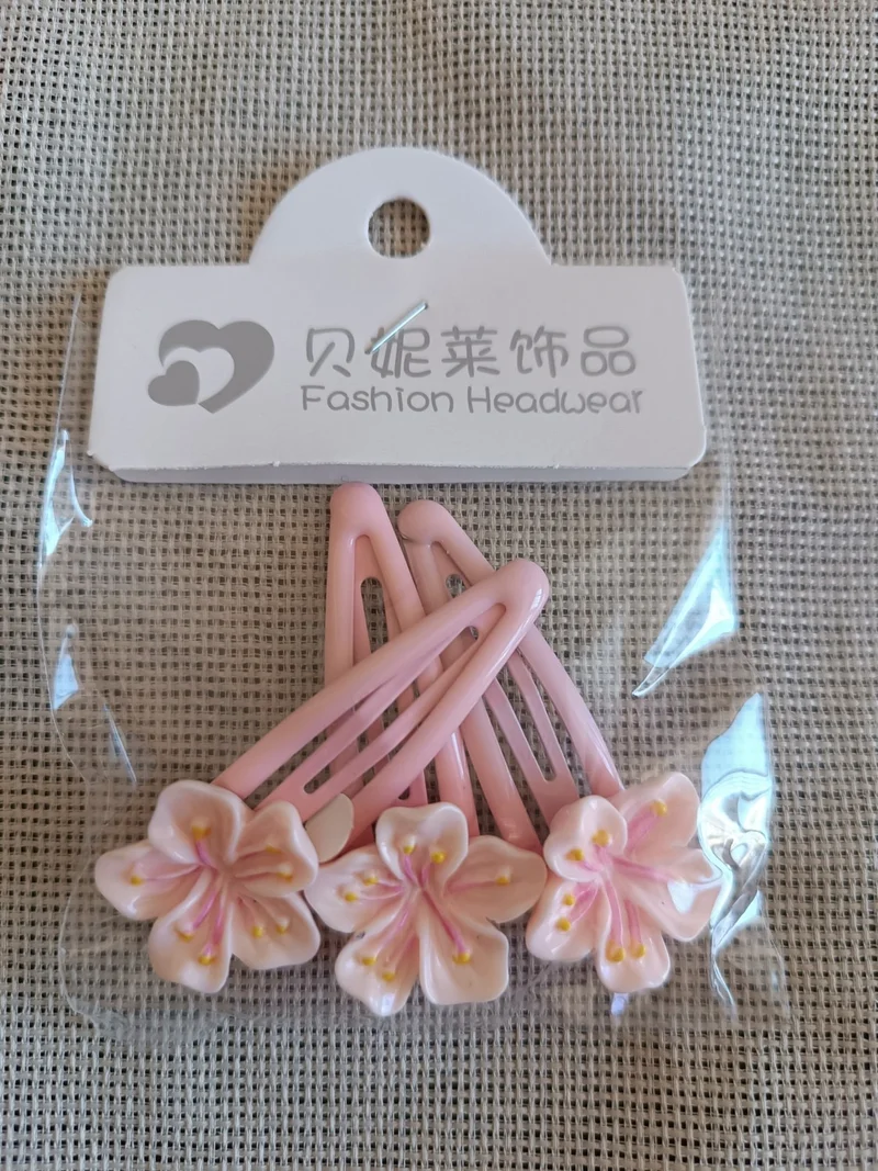 Efna Store Enameled Lotus Flower Triangle Pink 3-Piece Metal Children's Snap Buckle