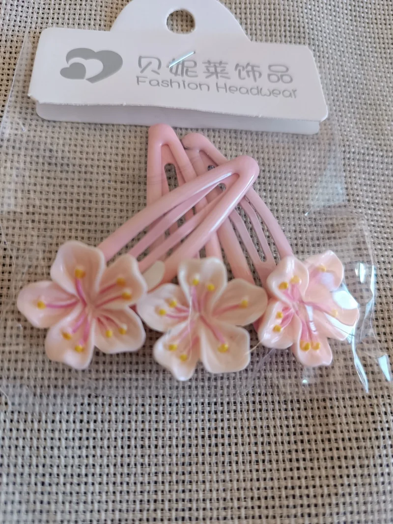 Efna Store Enameled Lotus Flower Triangle Pink 3-Piece Metal Children's Snap Buckle