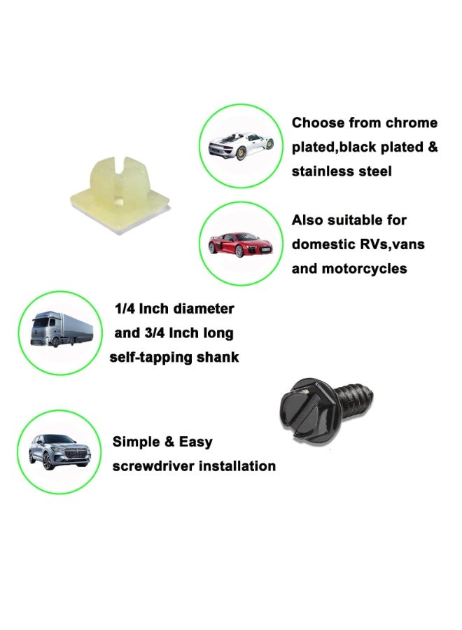 YelaJoy Stainless Steel License Plate Screws,with Rustproof Finish  Fit for Securing License,Plates Frames and Covers on Cars and Trucks,Premium Stainless Steel Self Tapping Mounting Bolts (8 Pack, Black) - Image 3