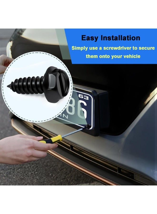 YelaJoy Stainless Steel License Plate Screws,with Rustproof Finish  Fit for Securing License,Plates Frames and Covers on Cars and Trucks,Premium Stainless Steel Self Tapping Mounting Bolts (8 Pack, Black) - Image 2
