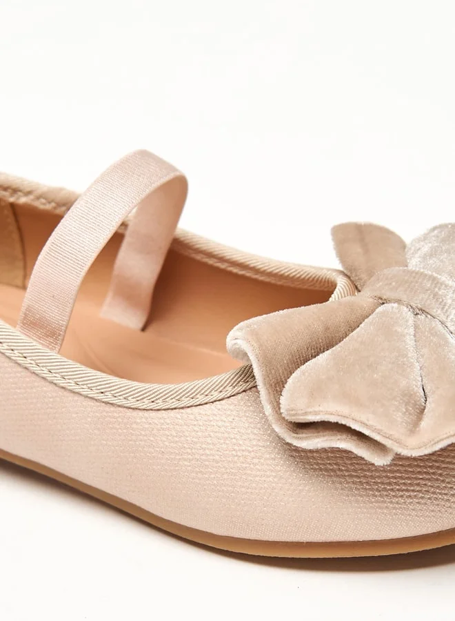 JUNIORS Girls Bow Accent Slip-On Ballerina Shoes with Elastic Strap