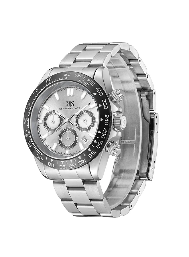 KENNETH SCOTT Men's Stainless Steel Multi Function Watch K23123-SBSWB - 43 mm