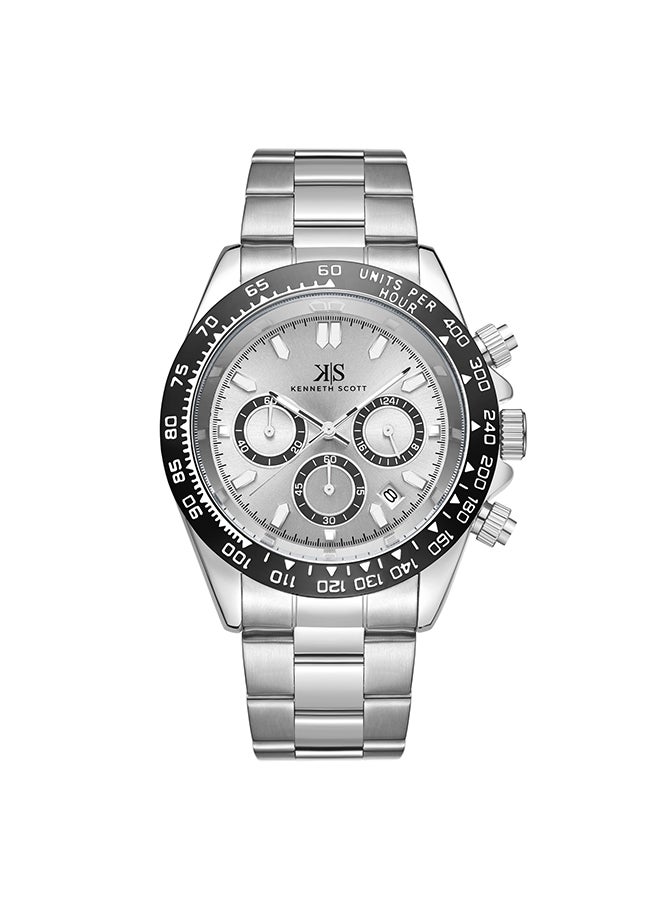KENNETH SCOTT Men's Stainless Steel Multi Function Watch K23123-SBSWB - 43 mm  - Image 1