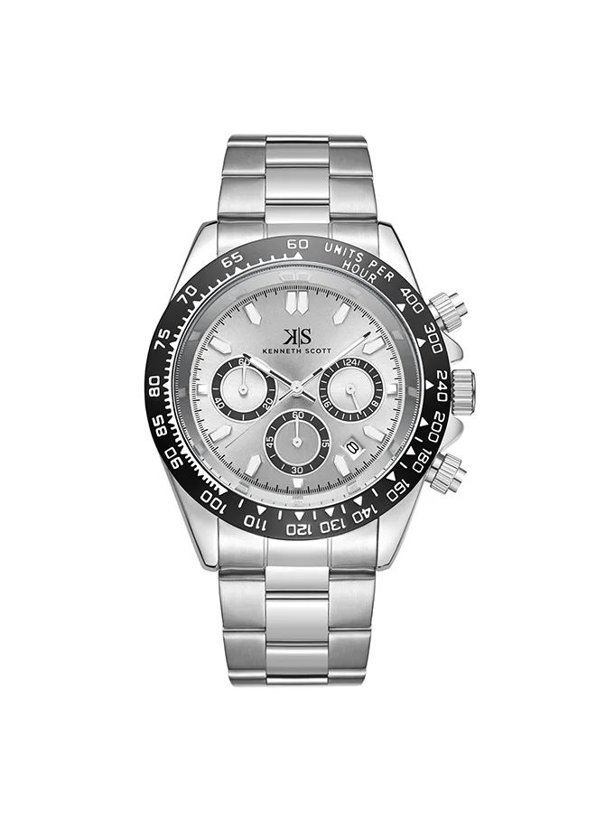 KENNETH SCOTT Kenneth Scott Men's White Dial Multi fn Watch - K23123-SBSWB