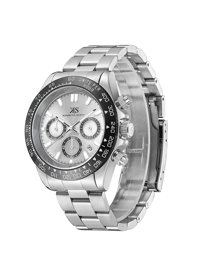 KENNETH SCOTT Kenneth Scott Men's White Dial Multi fn Watch - K23123-SBSWB