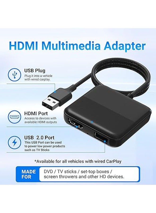 HDMl Multimedia Adapter for Car with Factory Cable, TV Adapter for Fire TV Stick/Game Console/Screen Launcher/DVD/Set Top Box, 2.4 GHz WiFi, Plug  Play