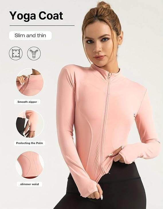 Fashiol Women's Full Zip Long Sleeve Athletic Jacket with Pockets Sun Protection and UPF 50+ Lightweight | Perfect for Gymwear & Sports - Peach 32 - Image 2