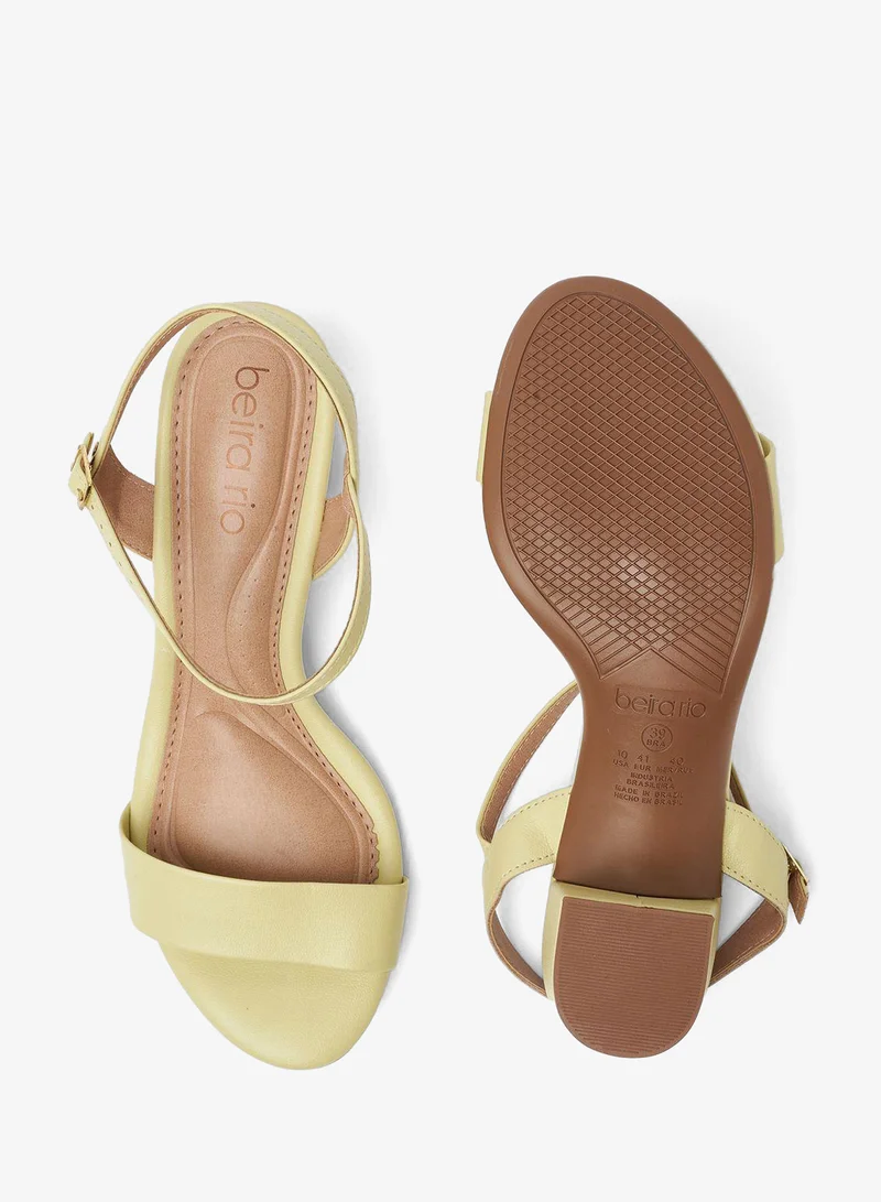 Beira Rio Green Mid Heels Sandals for Women – Sling Back Heel Sandals for Girls with Ankle Strap for Women | Best Price UAE