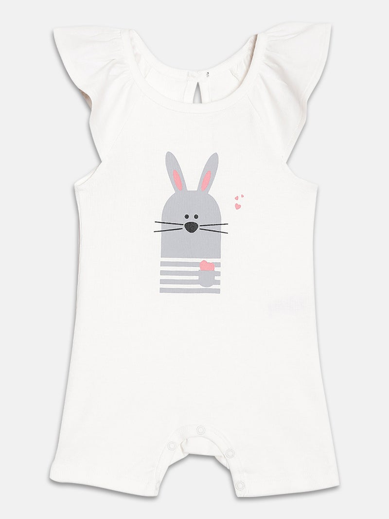 برون رومبرز قطن عضوي مطبوع أبيض ورمادي للبنات الرضع عبوة من - Image 2