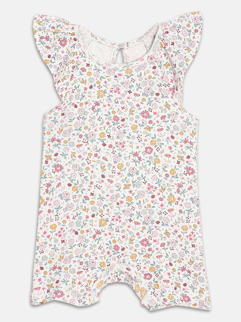 برون رومبرز قطن عضوي مطبوع أبيض ورمادي للبنات الرضع عبوة من - Image 3