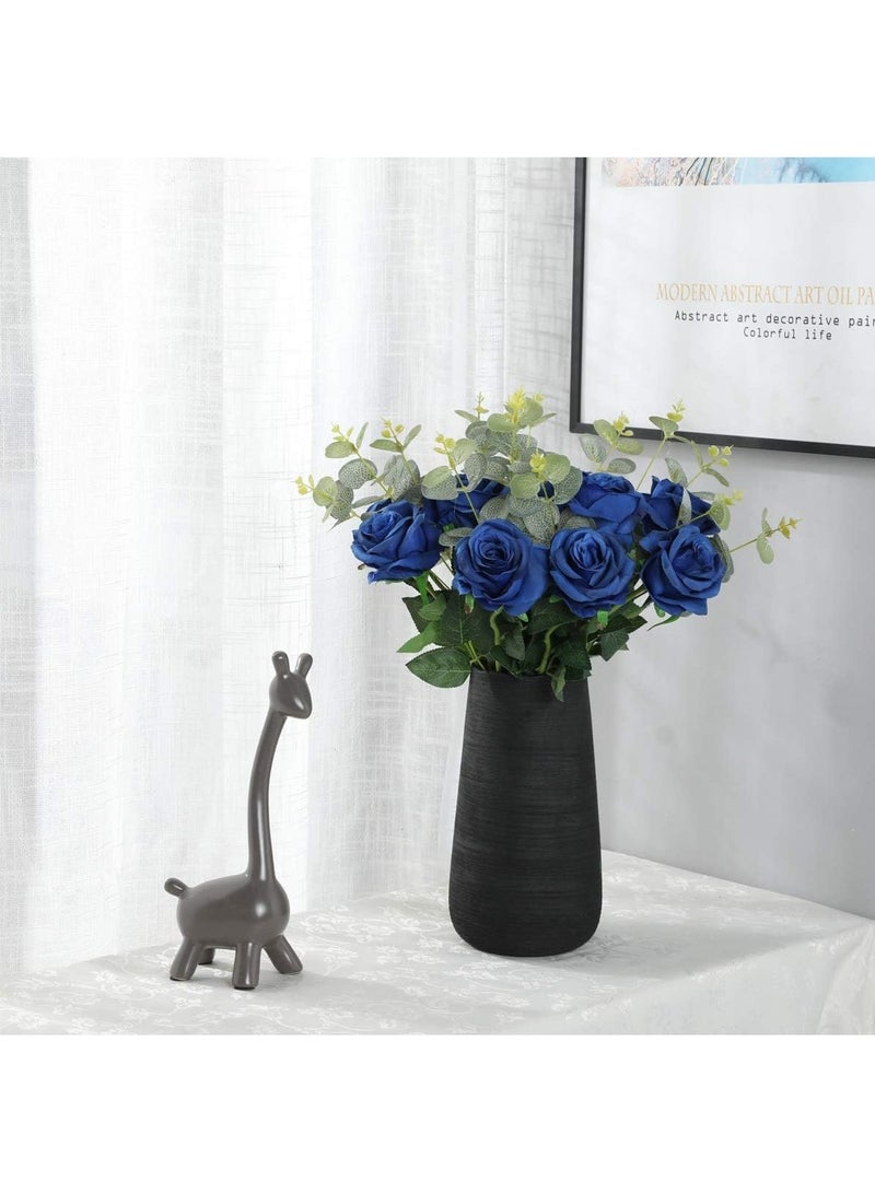 HOME ZONE Pack of 10 Artificial Silk Rose Flower Bouquet Lifelike Fake Rose for Wedding Home Party Decoration Event Gift (Blue) - Image 4