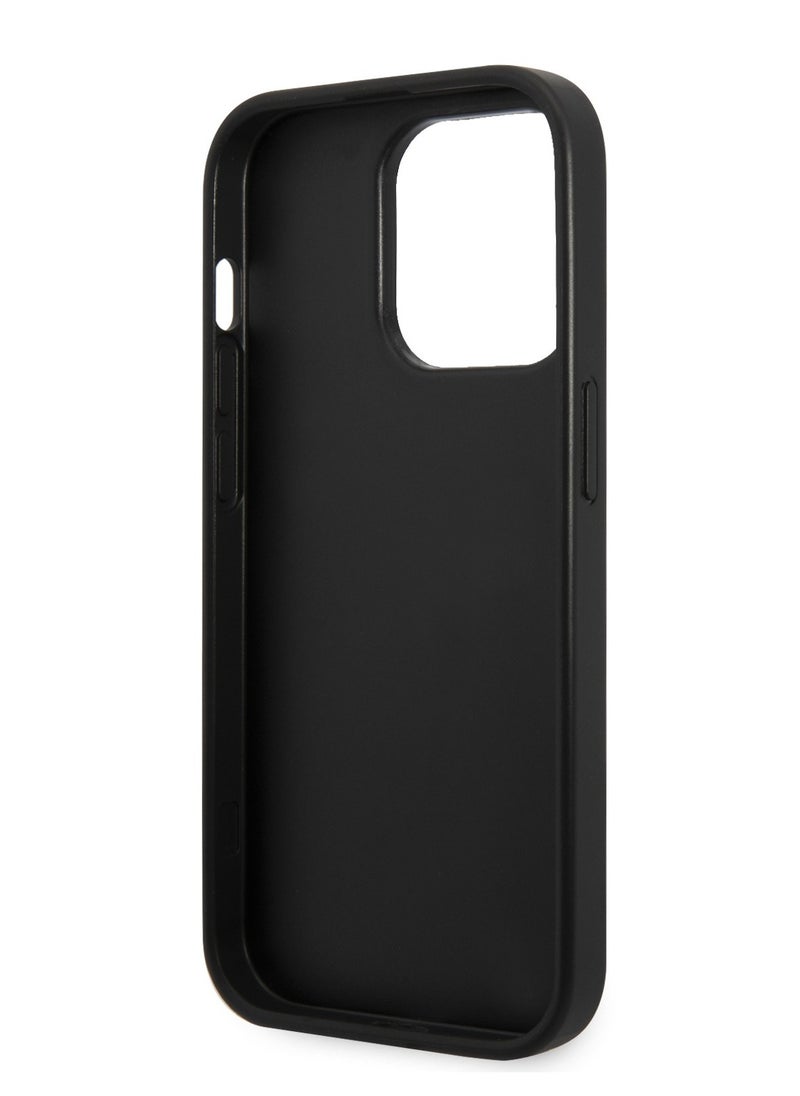 Karl Lagerfeld - iPhone 14 Pro Max Case Grained PU Leather Back Cover with Logomania Pattern / Officially licensed / Accuracy and Easy Access / Maximum protection for your investments / Stylish and slim cell phone case - Black - Image 1