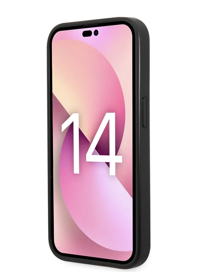 Karl Lagerfeld - iPhone 14 Pro Max Case Grained PU Leather Back Cover with Logomania Pattern / Officially licensed / Accuracy and Easy Access / Maximum protection for your investments / Stylish and slim cell phone case - Black - Image 1