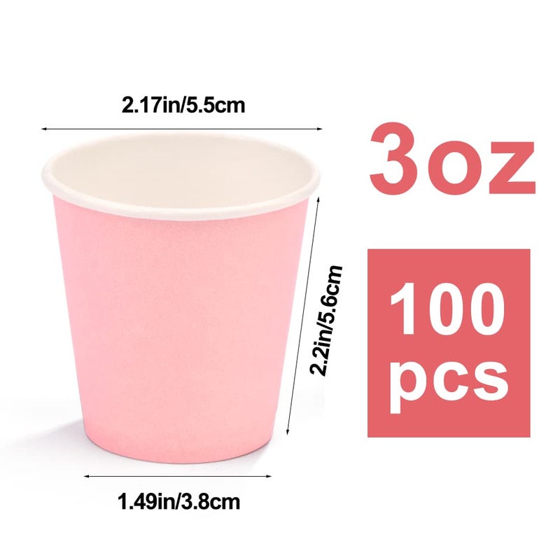 Prgery 100 Pack 3 oz Pink Paper Cups,Mouthwash Cups, Disposable Bathroom Cups,Small Paper Cups 3oz Ideal for Bathroom, Supermarket, Birthday Party, Picnic and BBQ - Image 2