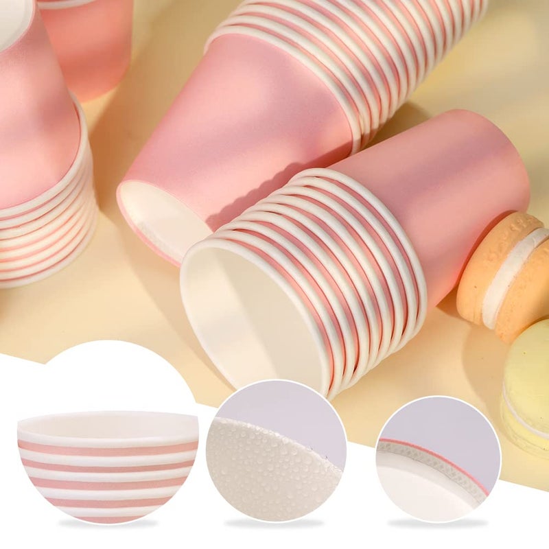 Prgery 100 Pack 3 oz Pink Paper Cups,Mouthwash Cups, Disposable Bathroom Cups,Small Paper Cups 3oz Ideal for Bathroom, Supermarket, Birthday Party, Picnic and BBQ - Image 3