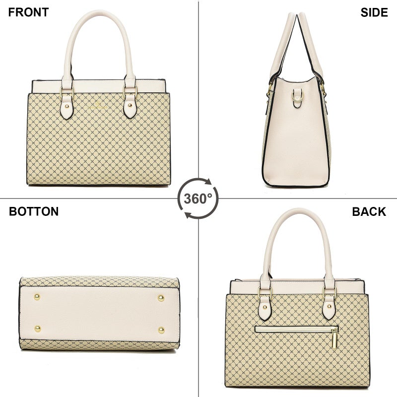 KURGOOL Handbags Purses for Women, Trendy Leather Dual-tone Tote Purse, Designer Handbag Shoulder Bag Top Handle Satchel Bags (Beige & Beige) - Image 5