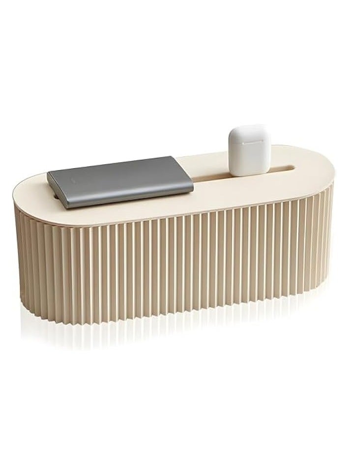 erorex Cable Organizer Box, Easy to Use Cable Box Socket Cord Manager, Fashionable Power Strip Box, Dustproof Cable Hider Box with Lid, Suitable for Home Office, Charger, Electronics (Cream)  - Image 1