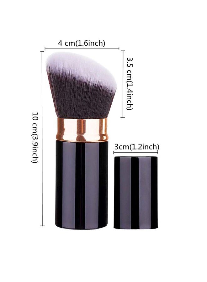 Sinide Retractable Foundation Brush, Sinide Professional Kabuki Makeup Brush - Best Blush Brush Travel Kit for Mineral Powder,Contouring, Cream or Liquid Cosmetics (Black Gold) - Image 2
