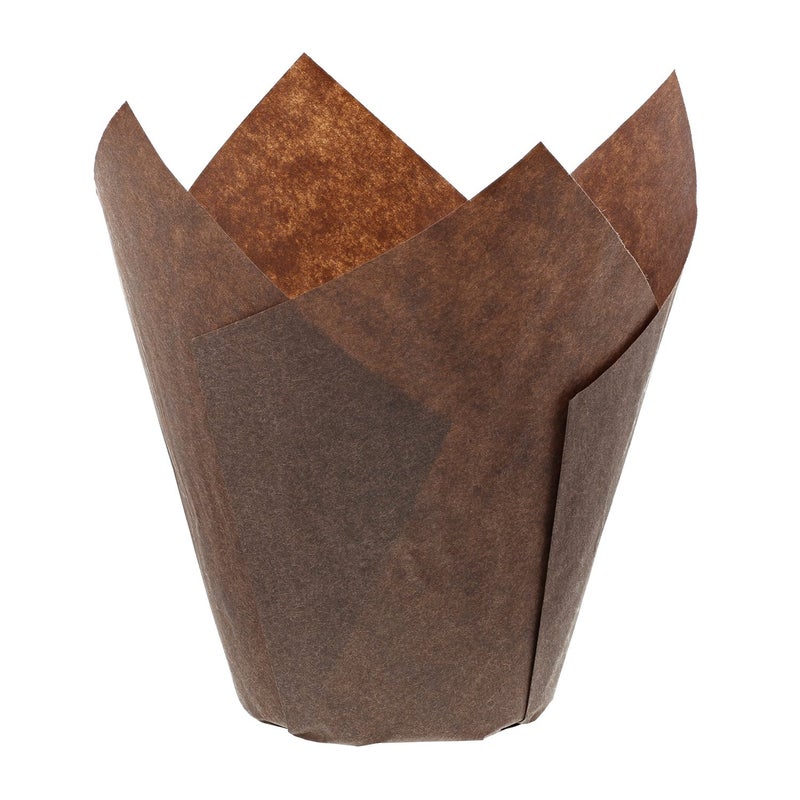Royal Brown Tulip Style Baking Cups, Large, Sleeve of 200, Made of Parchment Paper, Perfect for Home Baking and Small Bakeries - Image 1