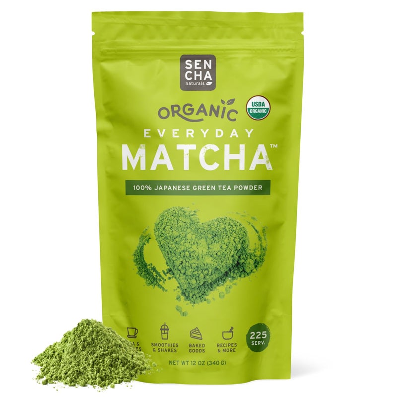 Sencha Naturals SEN CHA Naturals Organic Everyday Matcha Powder, Authentic Japanese Green Tea, Premium First & Second Harvest Culinary and Ceremonial Grade Matcha Powder, Lattes & Baking, 12oz Bag (1 Pack) - Image 1