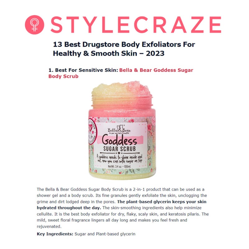 Bella and Bear Bella & Bear Goddess Sugar Scrub - Travel Size - Vegan 3.4oz (Travel Size) - Image 3